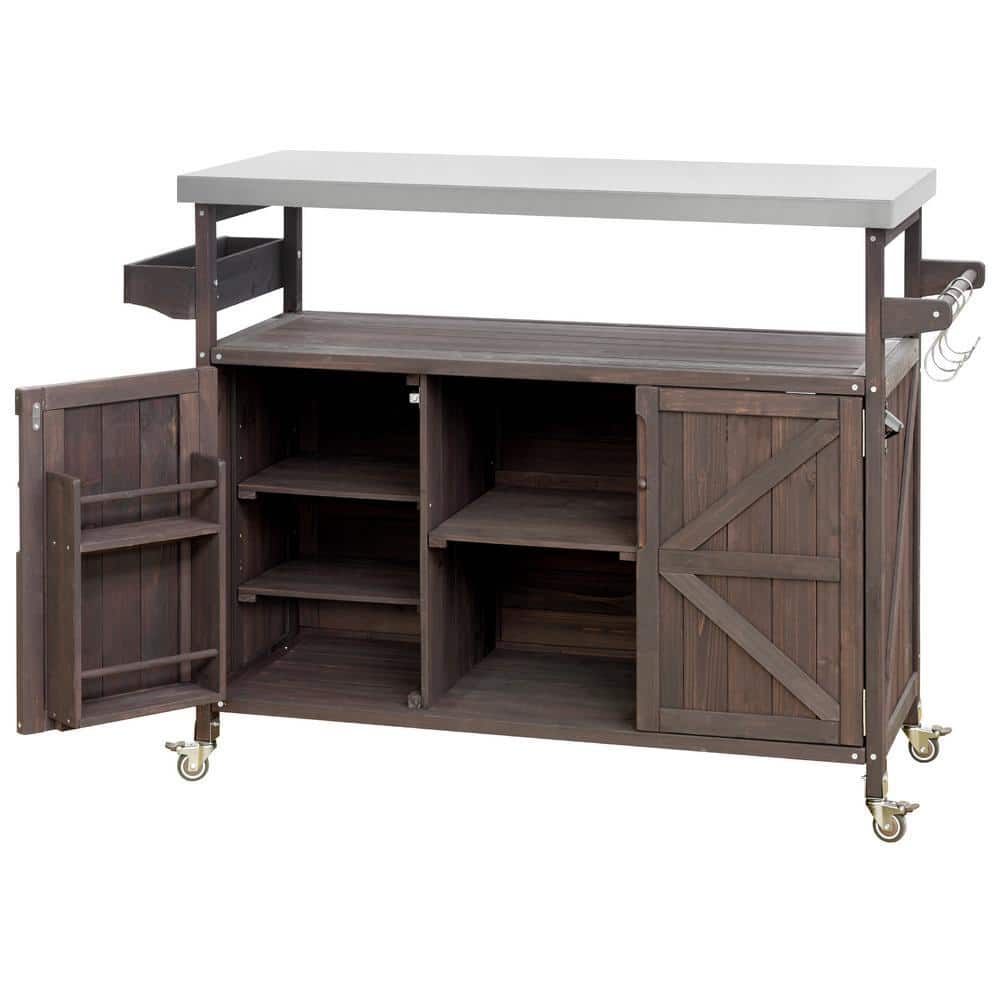 COWLOWN 50.25 in. W x 18.5 in. D x 36.25 in. H Bathroom Dark Brown Linen Cabinet (1)