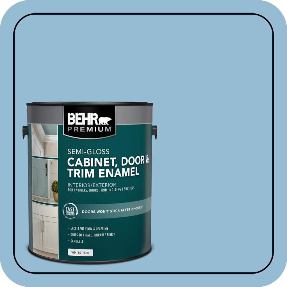 BEHR PREMIUM 1 gal. #M500-3 Blue Chalk color Semi-Gloss Enamel Interior/Exterior Cabinet, Door & Trim Paint (1)