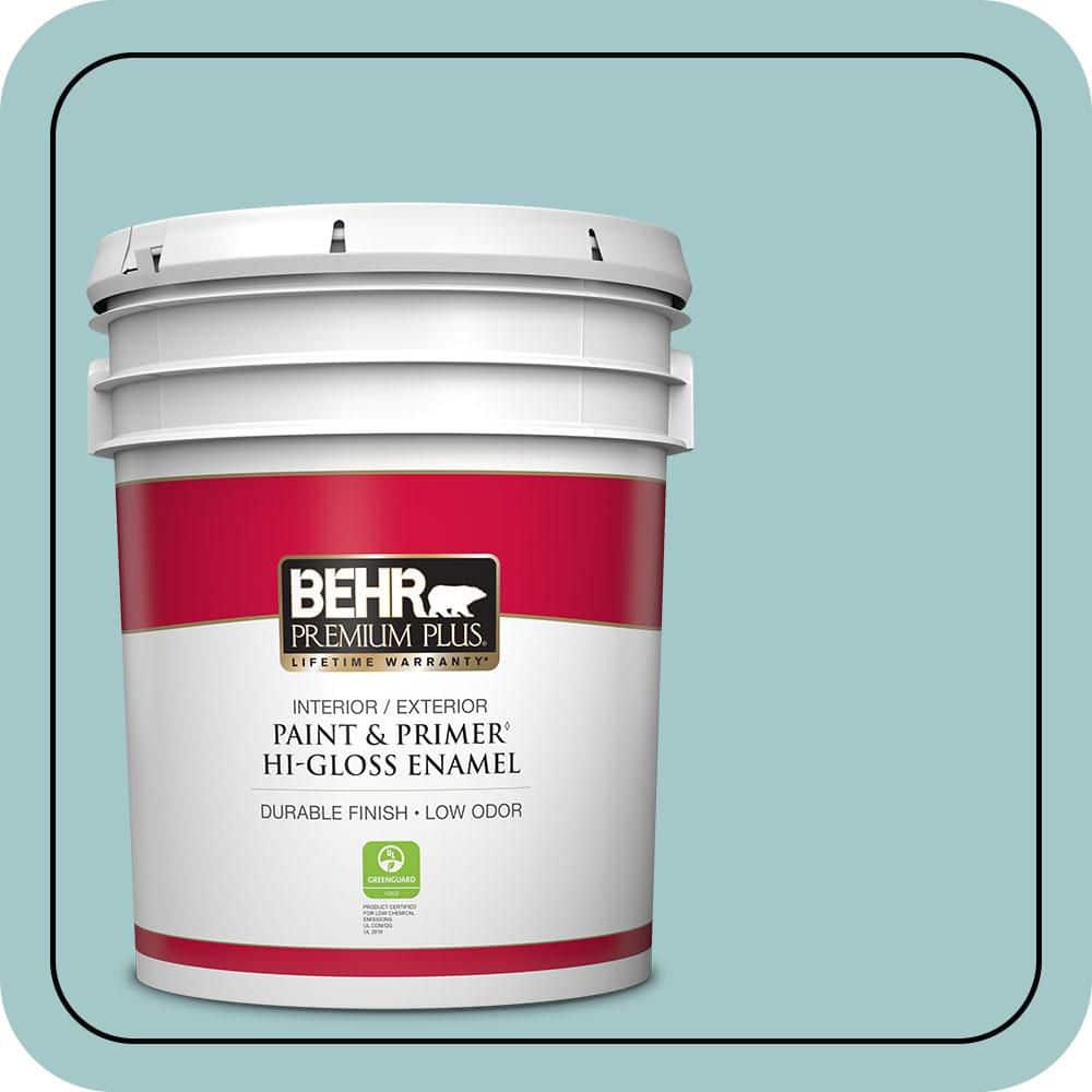 BEHR PREMIUM PLUS 5 gal. #PPU13-10 Ocean Boulevard Hi-Gloss Enamel Interior/Exterior Paint & Primer (1)