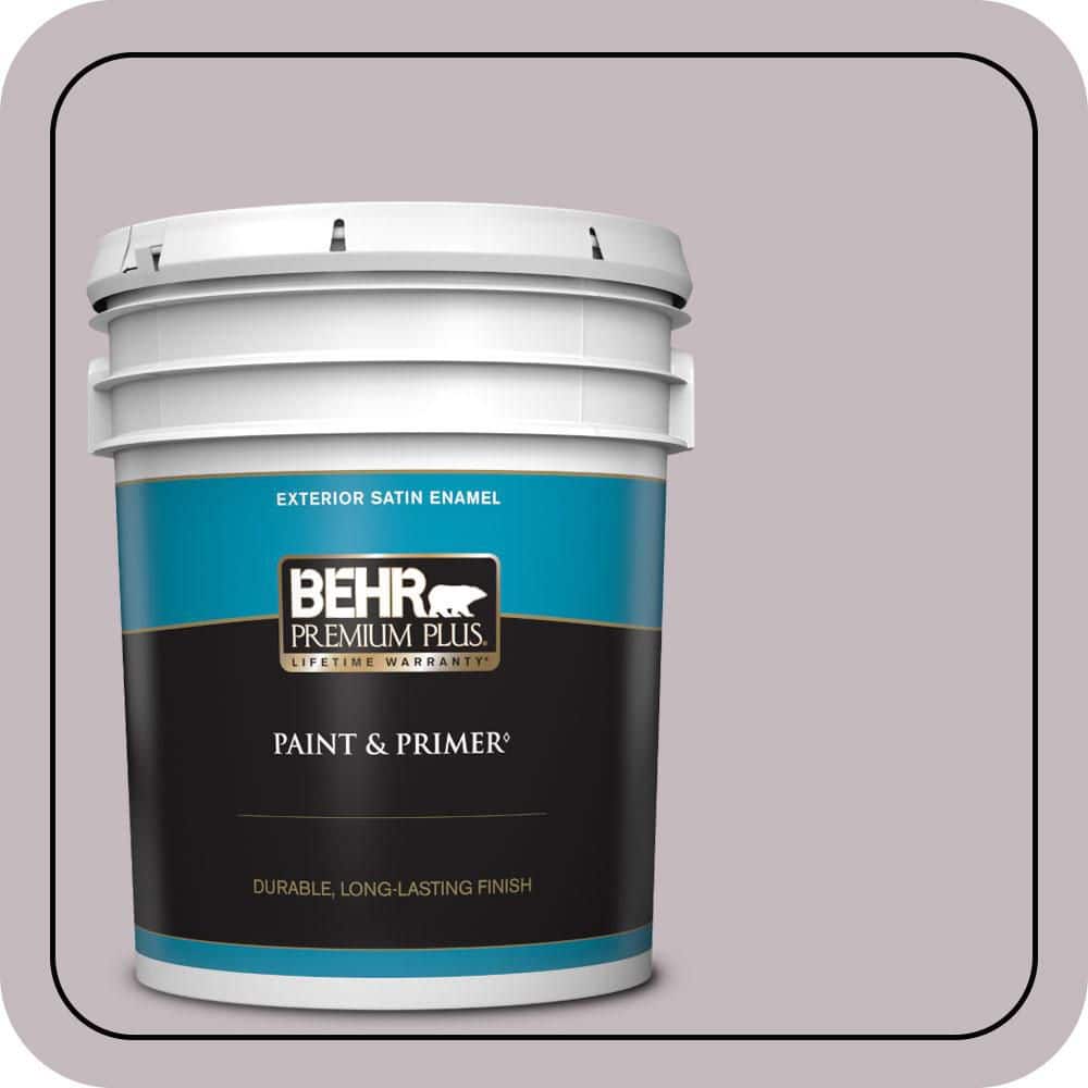 BEHR PREMIUM PLUS 5 gal. #N110-2 Mulberry Stain Satin Enamel Exterior Paint & Primer