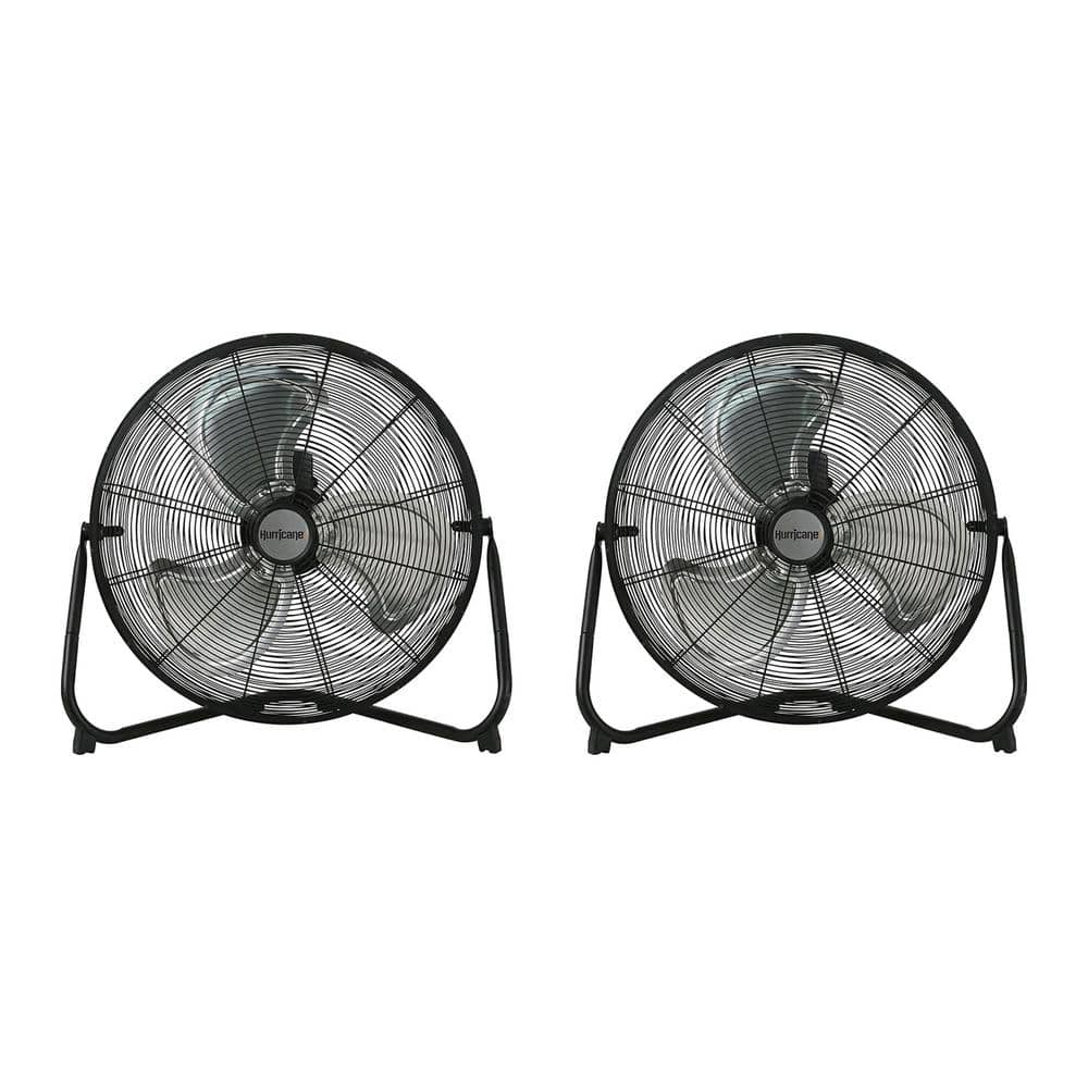 Hurricane Pro 20 in. 3 Fan Speeds Floor Fan in Black (2-Pack)