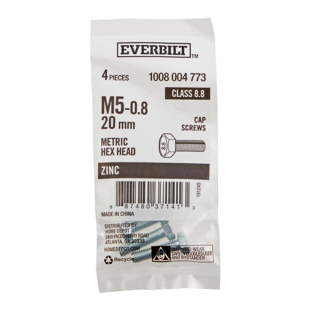 Everbilt Cap Screw Hex Head M5-0.8x20 mm Zinc 4Pieces (1)