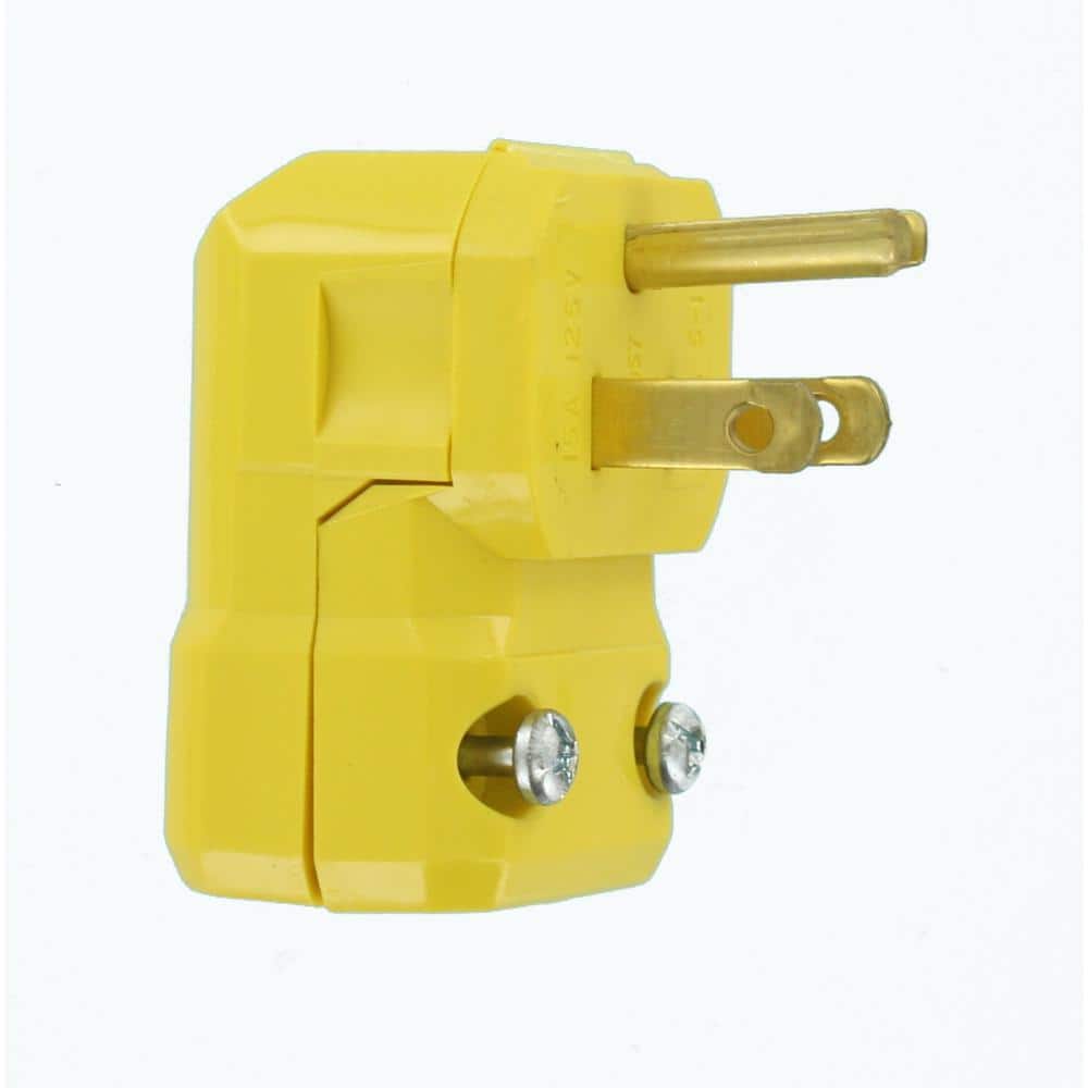 Leviton 15 Amp 125-Volt Python Straight Blade Grounding Angle Plug, Yellow 5256-VA (2)