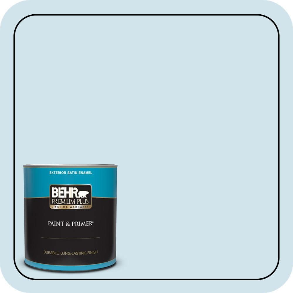 BEHR PREMIUM PLUS 1 qt. #550A-1 Sea Sprite Satin Enamel Exterior Paint & Primer
