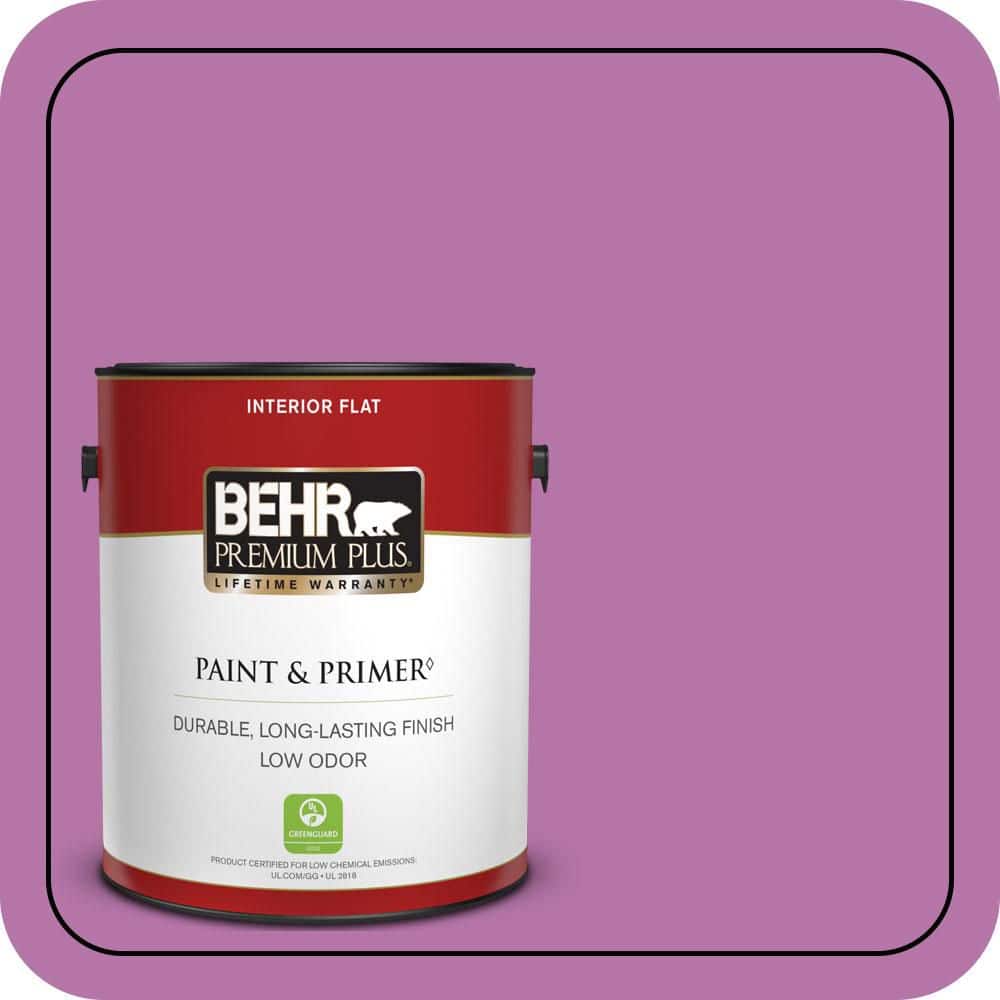 BEHR PREMIUM PLUS 1 gal. #P110-5A Eccentric Magenta Flat Low Odor Interior Paint & Primer (1)