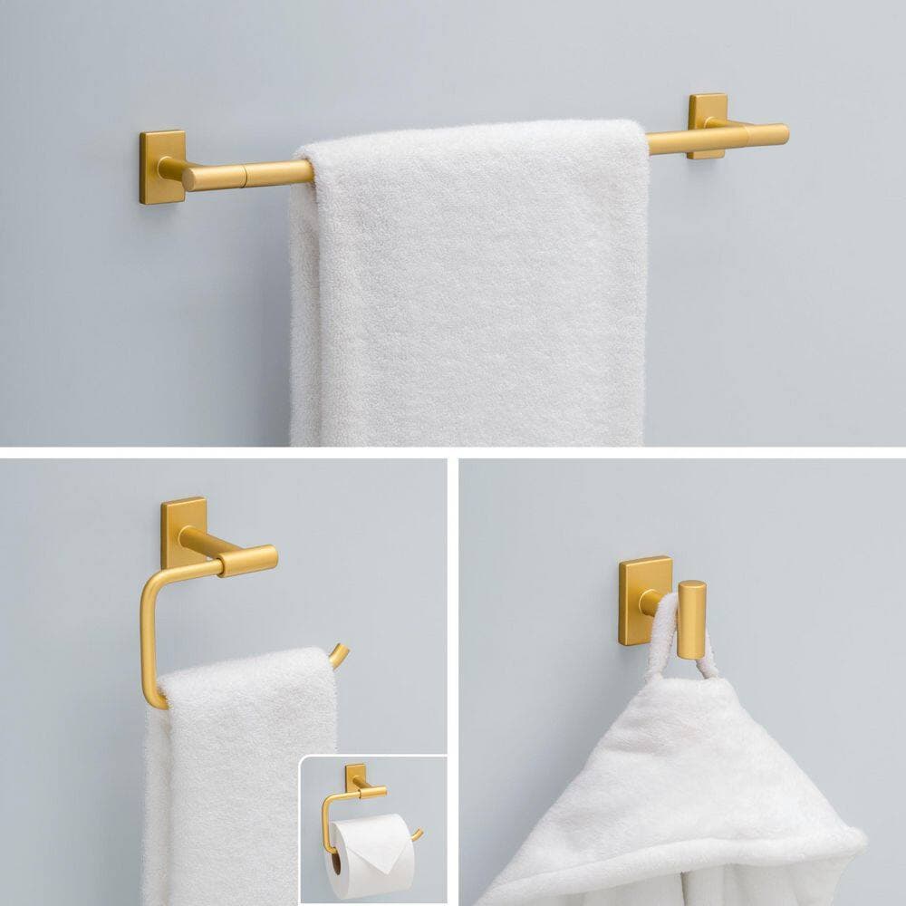 Franklin Brass Hartwell Bath Hardware Set to 24 in. Towel Bar, Toilet Paper Holder/Towel Ring, Hook (2)