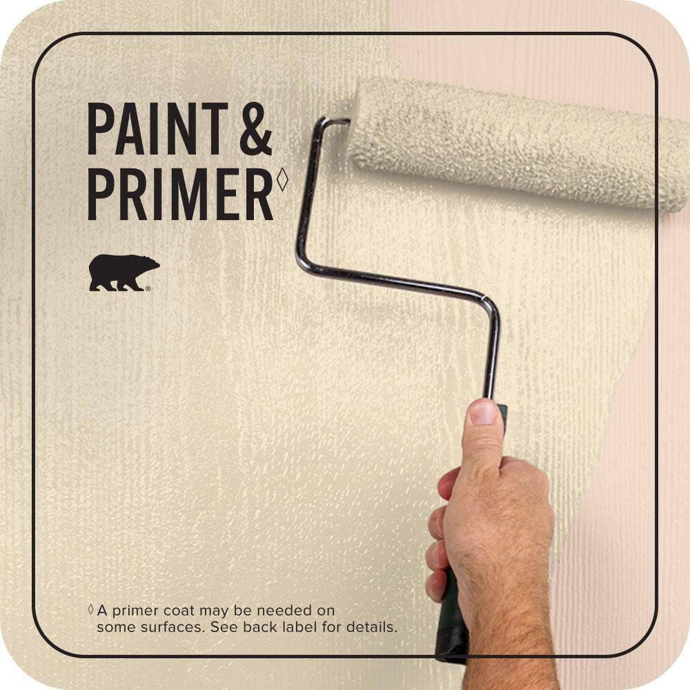 BEHR PREMIUM PLUS 1 gal. #PPU6-10 Cream Puff Satin Enamel Exterior Paint & Primer (3)