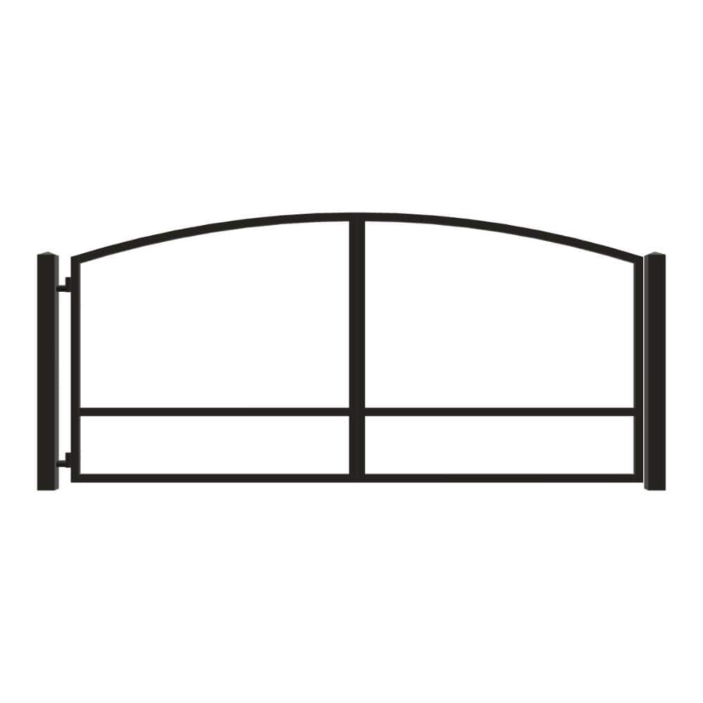 Unbranded Driveway Gate — Swing, Side, Arch, Black — 160"W x 72"H