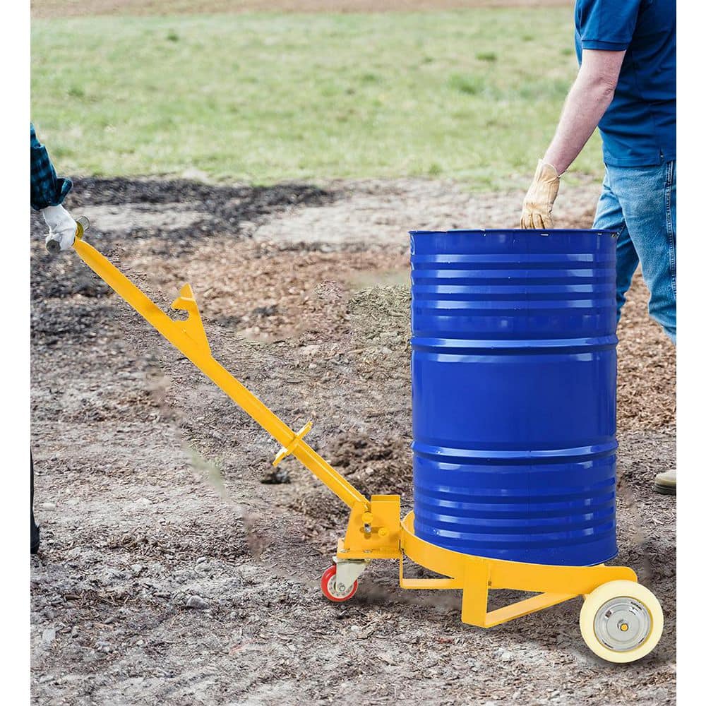 Unbranded 55 gal. Steel Drum Dolly, 1200 lbs. Load Capacity with 1 Swivel Wheel, Low Profile Oil Drum Caddy Drum Roller Hand Cart (3)