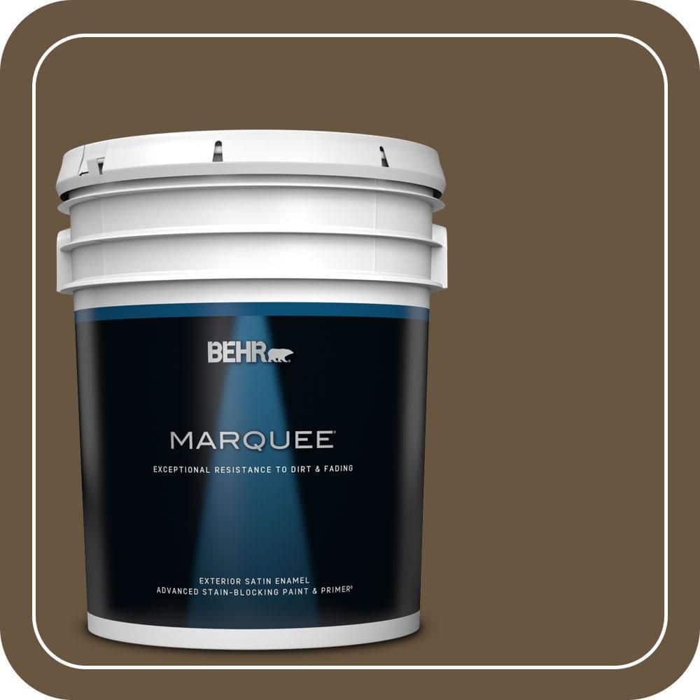 BEHR MARQUEE 5 gal. #S-H-700 Burley Wood Satin Enamel Exterior Paint & Primer