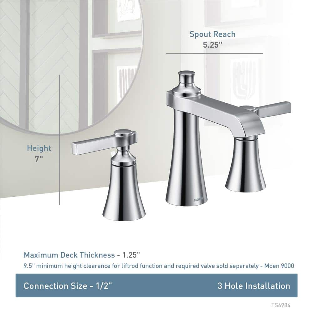 MOEN Flara 8 in. Widespread 2-Handle High-Arc Bathroom Faucet Trim Kit in Chrome (Valve Not Included) (3)