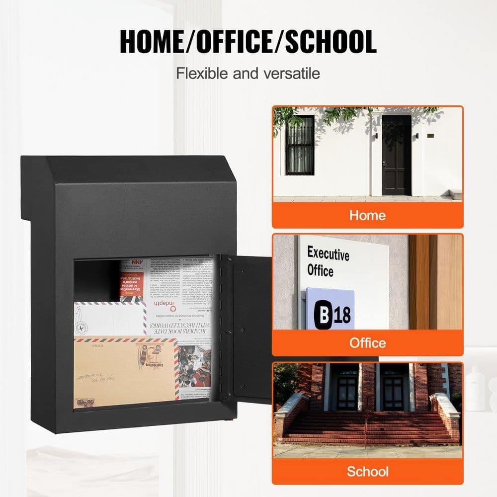 SKYSHALO Through The Door Key Drop Box, Heavy Duty Steel Through the Door Mailbox with 1.8 in. 12 in. Key Lock (2)