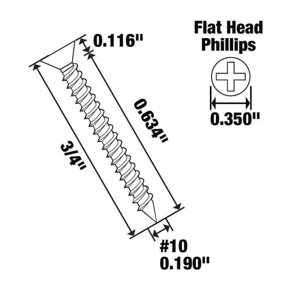 Everbilt #10 x 3/4 in. Phillips Flat-Head Sheet Metal Screws (4 per Pack) (4)
