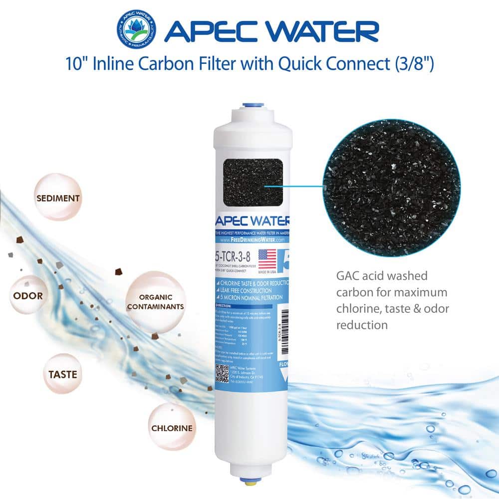 APEC Water Systems Ultimate 10 in. Inline Carbon Filter with 3/8 in. Quick Connect (2)