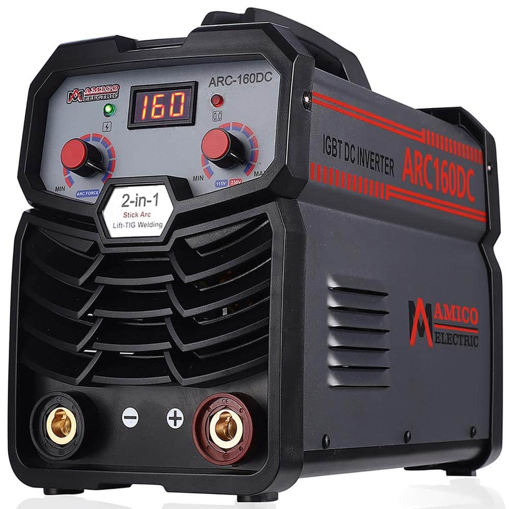 AMICO POWER ARC-160DC, 160 Amp Stick Arc Lift-TIG Inverter Welder, 80% Duty Cycle, 100-250V Wide Voltage, Compatible all Electrodes (2)
