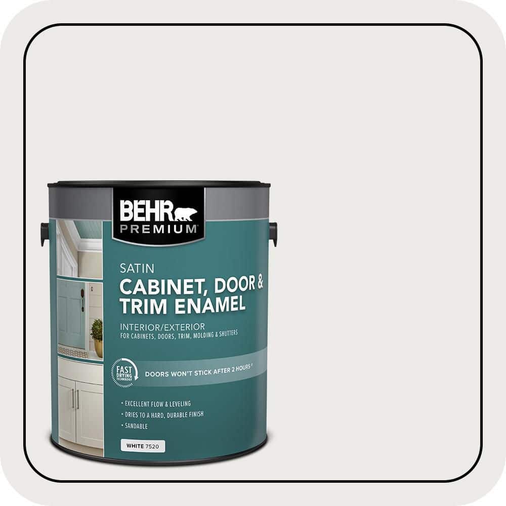 BEHR PREMIUM 1 gal. Designer Collection #DC-002 Statement White Satin Enamel Interior Cabinet, Door & Trim Paint