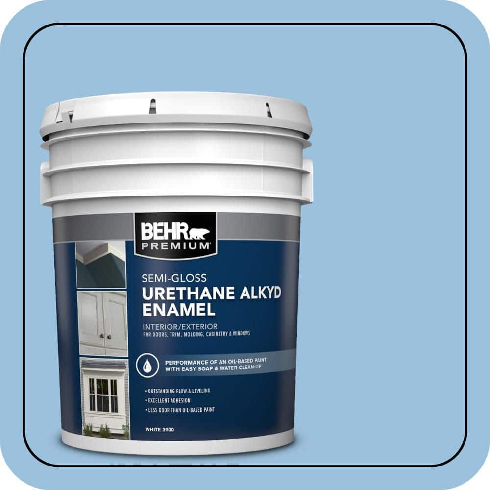 BEHR PREMIUM 5 gal. #M520-3 Charismatic Sky Urethane Alkyd Semi-Gloss Enamel Interior/Exterior Paint