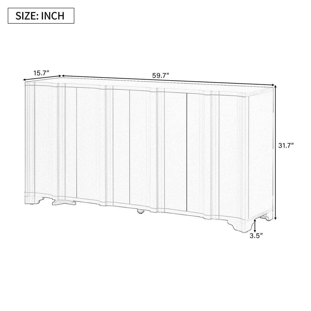 Unbranded 59.7 in. W x 15.7 in. D x 31.7 in. H Navy Blue Linen Cabinet w/ 4-Doors and 2-Shelves for Living Room,Study, and Balcony (3)