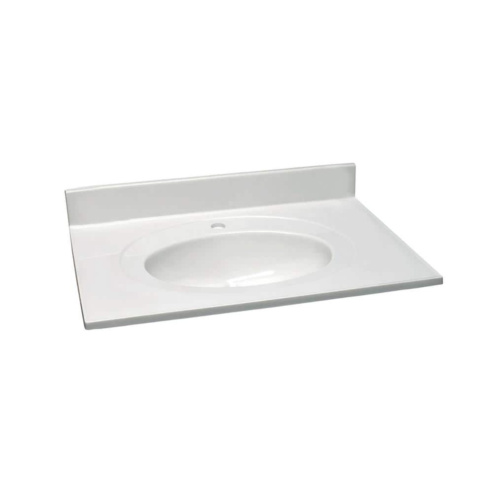 Design House 37 in. 22 in. Single Faucet Hole Cultured Marble Vanity Top with Basin