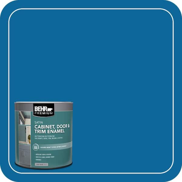BEHR PREMIUM 1 qt. #MQ4-58 Mondrian Blue Satin Enamel Interior/Exterior Cabinet, Door & Trim Paint (2)