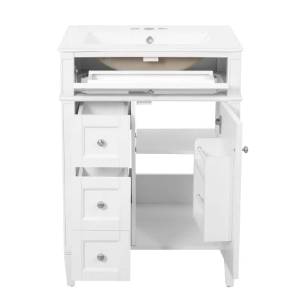 Unbranded 24 in. W x 18.31 in. D x 33.86 in. H Bathroom White Linen Cabinet (1)