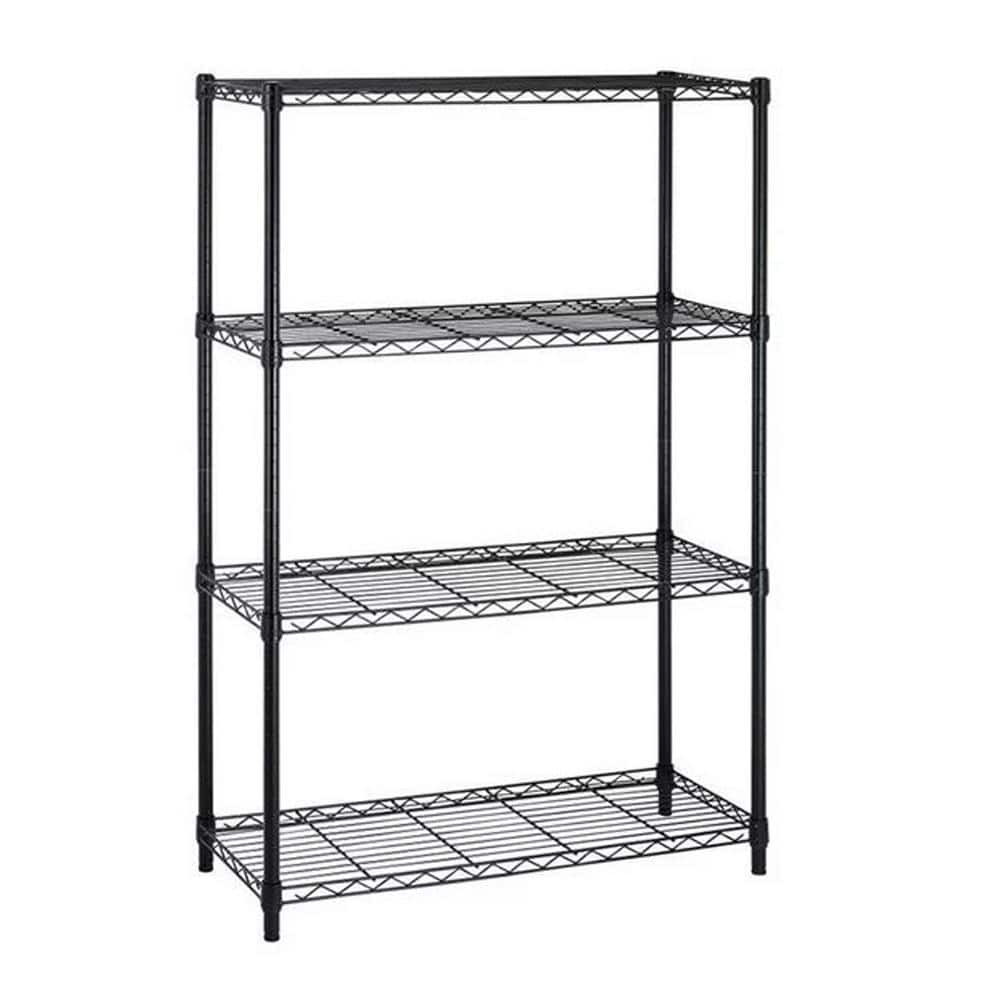 Bunpeony 4-Tier 36 in. W 54 in. H x 14 in. D Metal Rectangular Shelf in Black