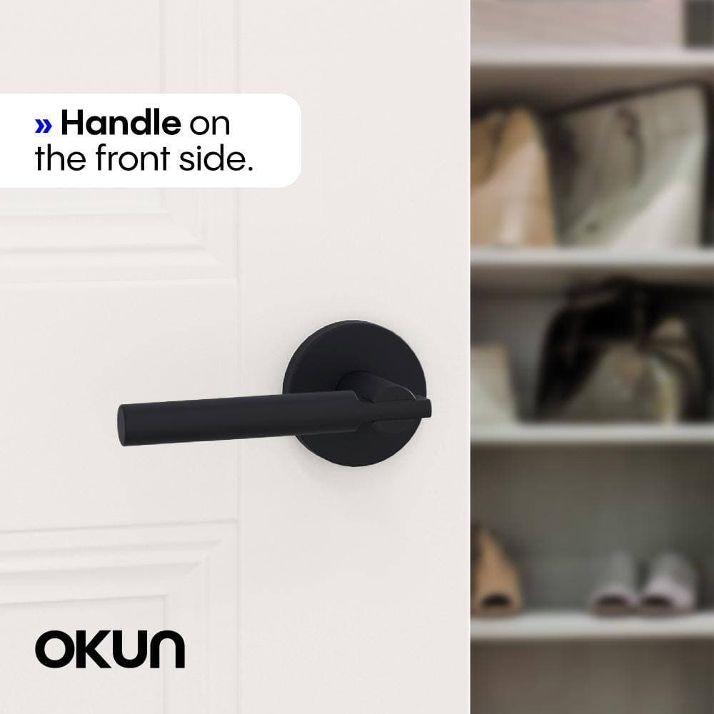 Okun Terra Metal Matte Black Dummy Door Handle with Round Rosette 2-Pack (2)