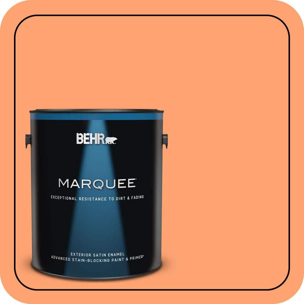 BEHR MARQUEE 1 gal. #P210-5 Cheerful Tangerine Satin Enamel Exterior Paint & Primer