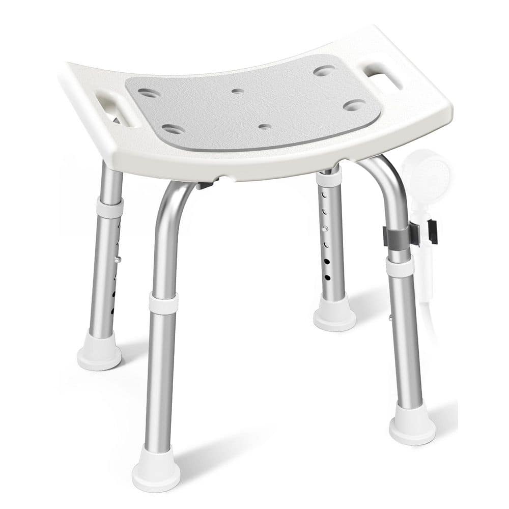 Wudkey 17 in. W Heavy-Duty 400 lb Adjustable Shower Stool with Suction Feet, Aluminum Shower Seat in Light Gray (1)
