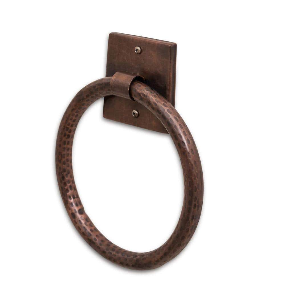 Monarch Abode Monarch Hand Hammered Metal Towel Ring Antique Copper Finish