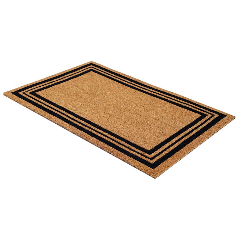 StyleWell Welcome Natural Black Border 24 x 36 Coir Non-Slip Outdoor Door Mat (3)