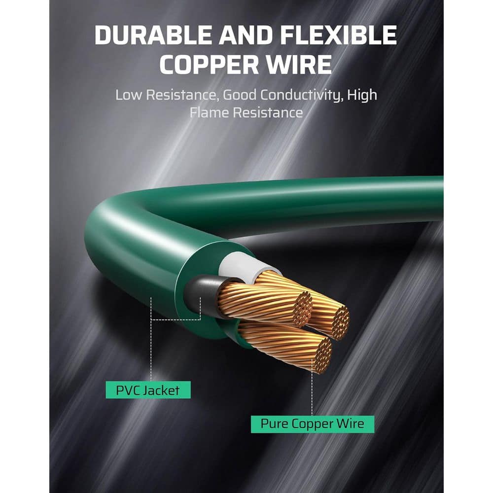 Ahfiwaso 25 ft. 16 / 3-Heavy Duty Outdoor Extension Cord with 3-Way Splitter, Safety Covers and Weatherproof Wire, Green (2)