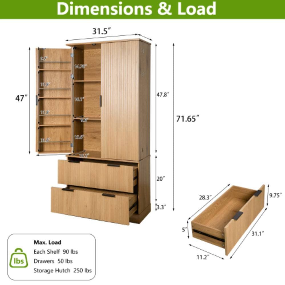 Unbranded 31.49 in. W x 15.75 in. D x 71.65 in. H Bathroom Brown Linen Cabinet (2)