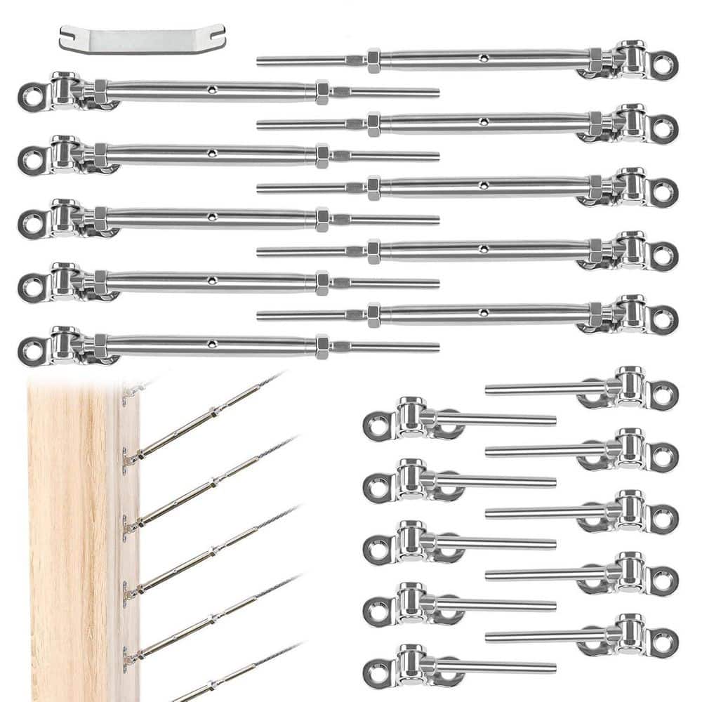Afoxsos Cable Railing Hardware Kit Swage Toggle Turnbuckle for Wood Post T316 Stainless Steel Deck Cable Railing System, 20-Pack (1)