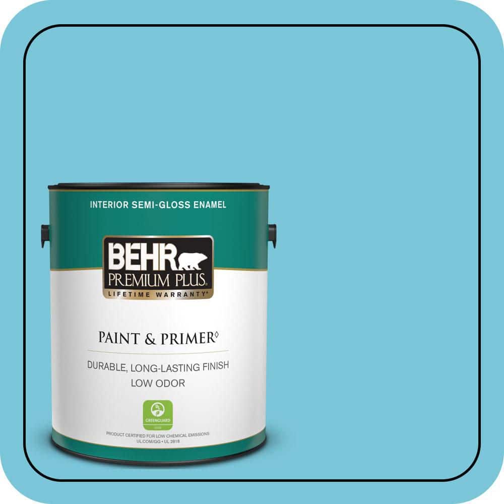 BEHR PREMIUM PLUS 1 gal. #520B-4 Water Flow Semi-Gloss Enamel Low Odor Interior Paint & Primer