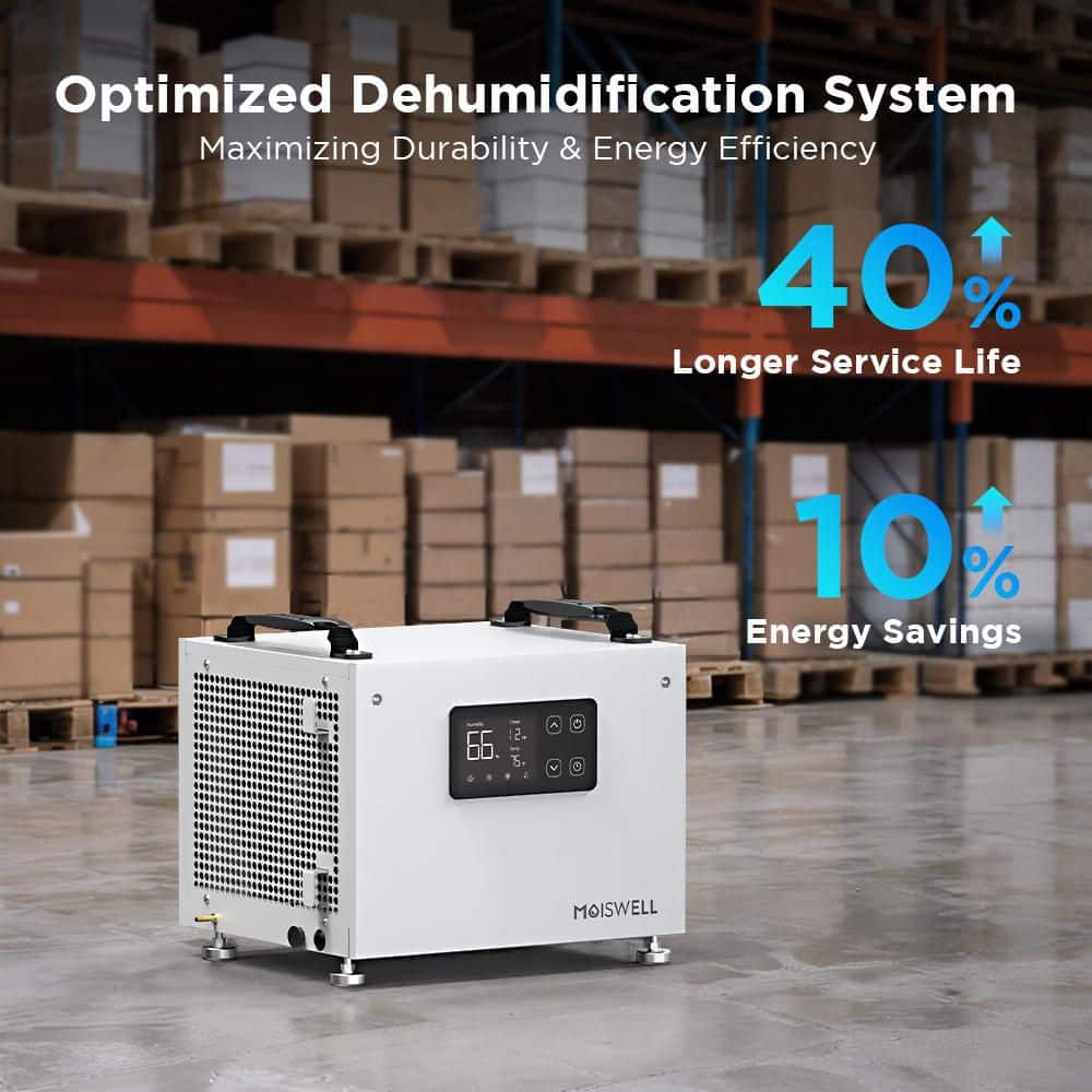 Moiswell Defender SP60 70 pt. 1,000 sq. ft. Bucketless Commercial Dehumidifier Portable with Pump for Crawlspace in White (2)