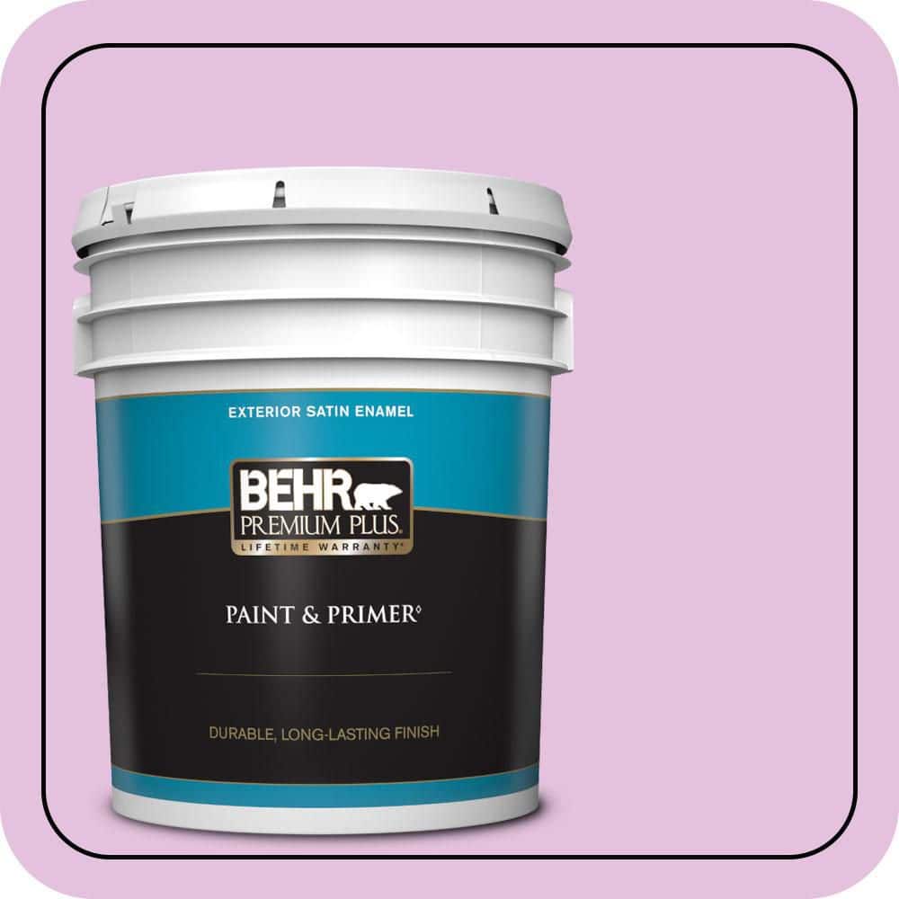BEHR PREMIUM PLUS 5 gal. #P110-2 Girl Talk Satin Enamel Exterior Paint & Primer