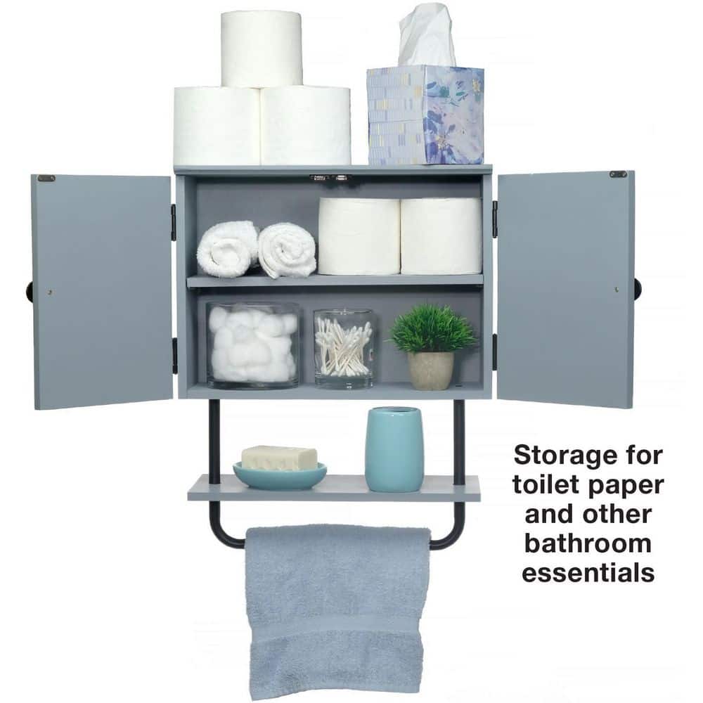 EXCELLO GLOBAL PRODUCTS Excello 17-in. W x 21-in. H x 7-in. D Barndoor Bathroom Wall Cabinet in Gray (3)