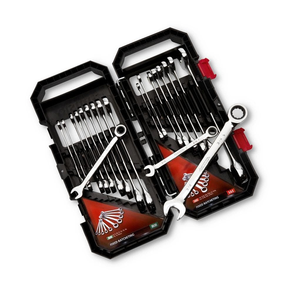 Husky 20-Piece SAE/Metric Ratcheting Combination Wrench Set with Case