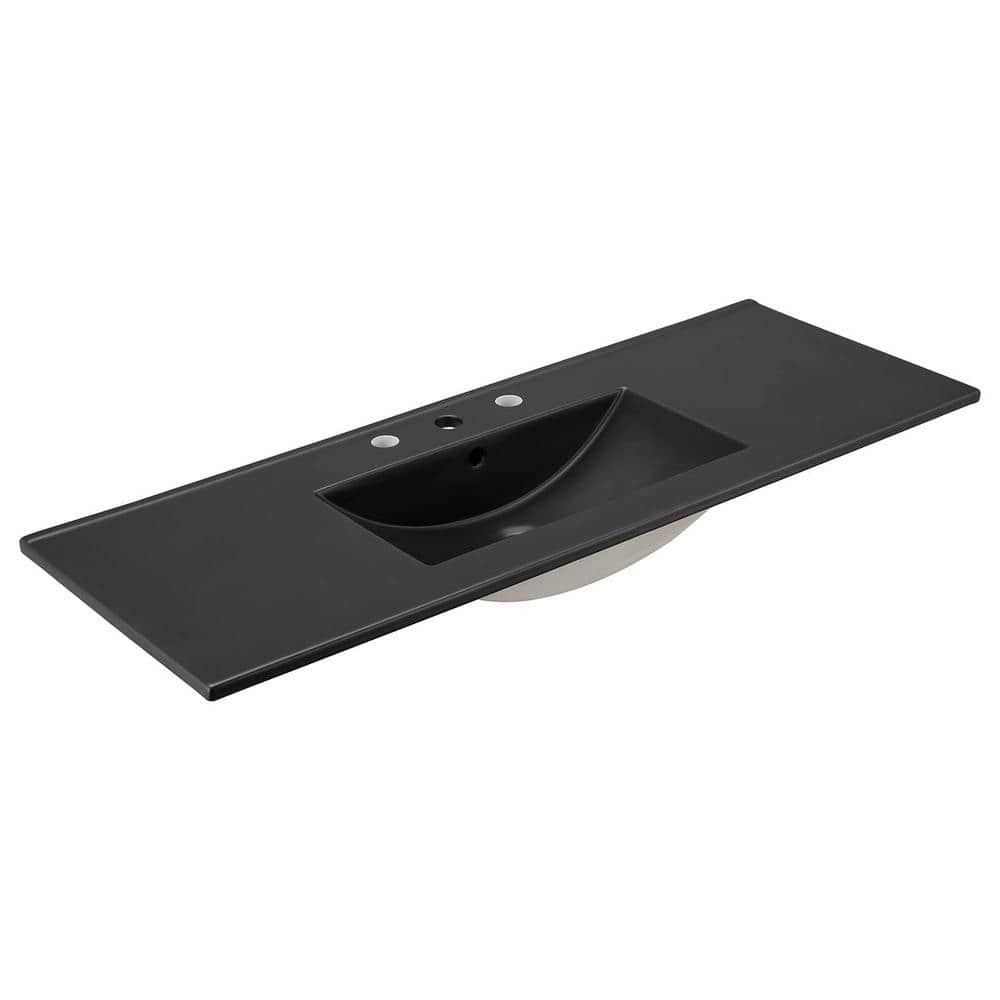 MODWAY Cayman 48 in. Single Basin Bathroom Sink in Black (1)