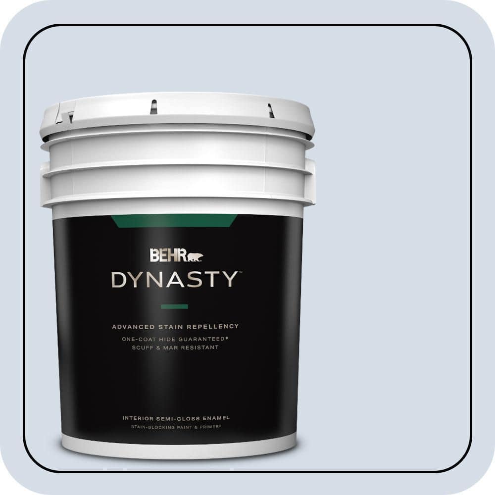 BEHR DYNASTY 5 gal. #590E-2 Snow Ballet Semi-Gloss Enamel Interior Stain-Blocking Paint & Primer