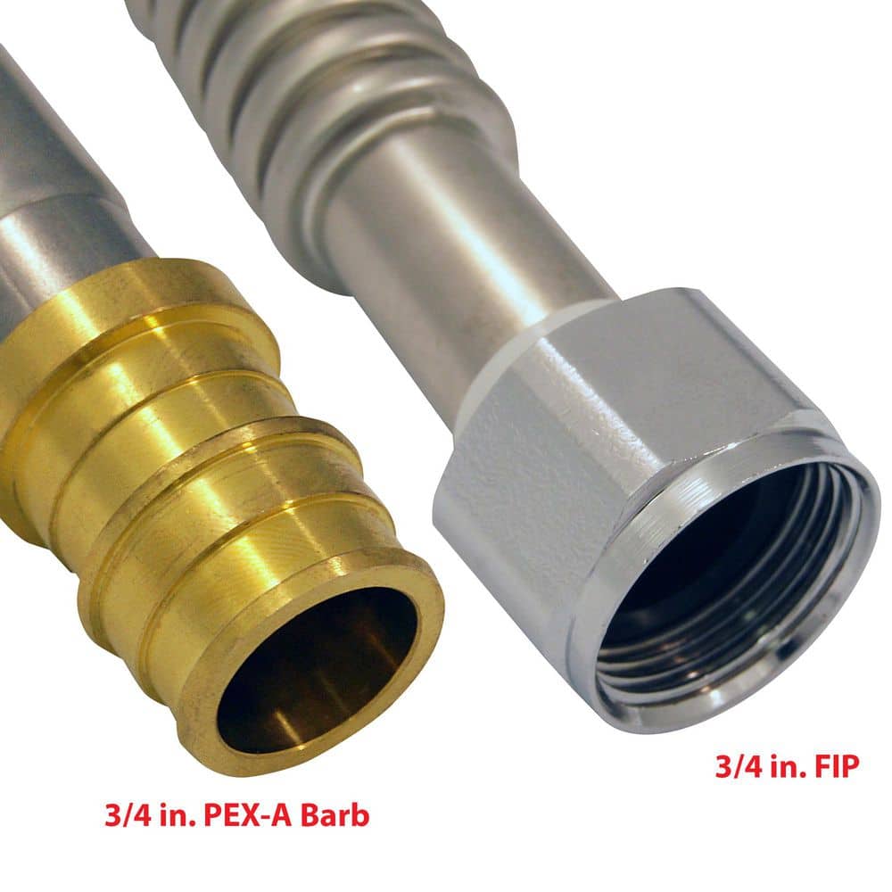 Everbilt 3/4 in. Brass PEX-A Expansion Barb x 3/4 in. FIP x 18 in. Corrugated Stainless Steel Water Heater Connector (3)