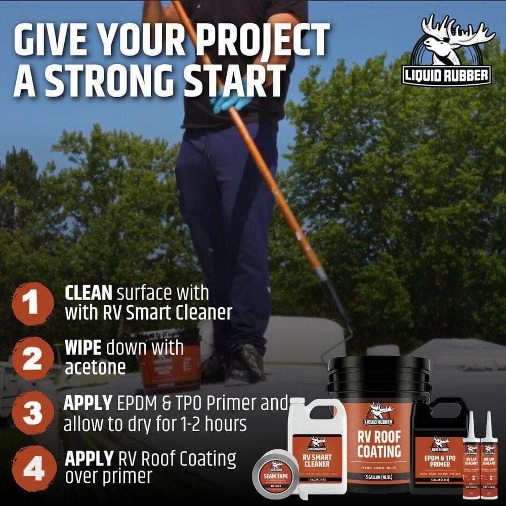 LIQUID RUBBER EPDM Primer 1 Gal. Water-Based Bonding Primer for Rubber Roofing, Pond Liners & Exterior Surfaces (4)