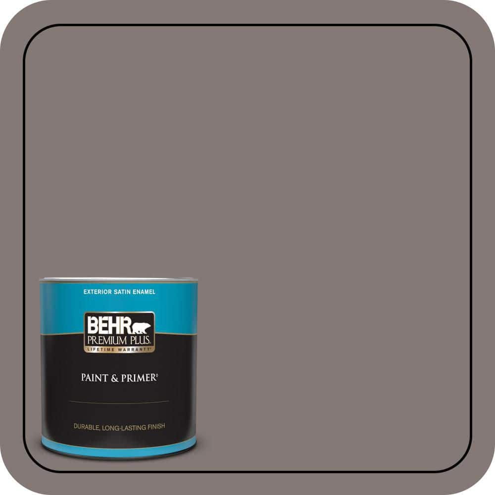 BEHR PREMIUM PLUS 1 qt. #N140-5 Complex Gray Satin Enamel Exterior Paint & Primer