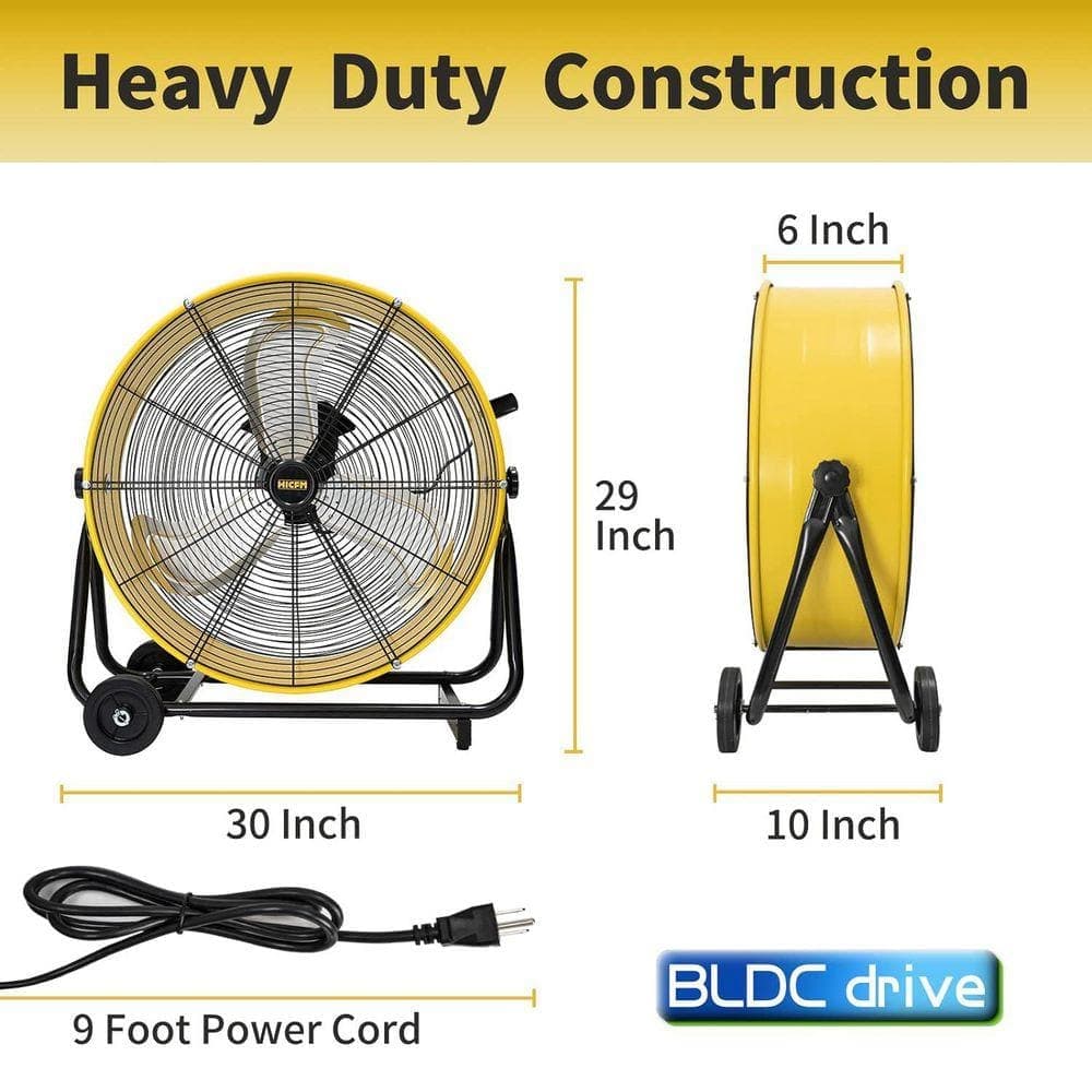 WOCK HICFM 24 in. Yellow BLDC Drum Fan, 8800 CFM, High Efficiency EC Motor, Variable Speed Control, Low Noise, UL Listed (3)