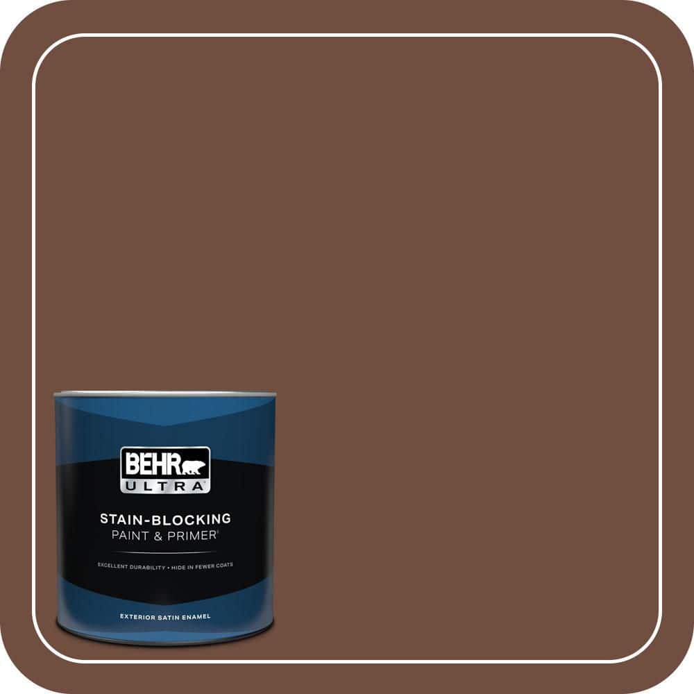 BEHR ULTRA 1 qt. #N160-7 Brown Velvet Satin Enamel Exterior Paint & Primer