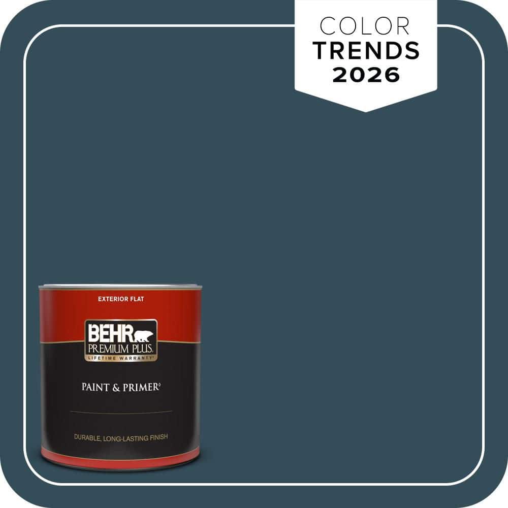 BEHR PREMIUM PLUS 1 qt. Home Decorators Collection. #HDC-CL-28 Nocturne Blue Flat Exterior Paint & Primer (1)