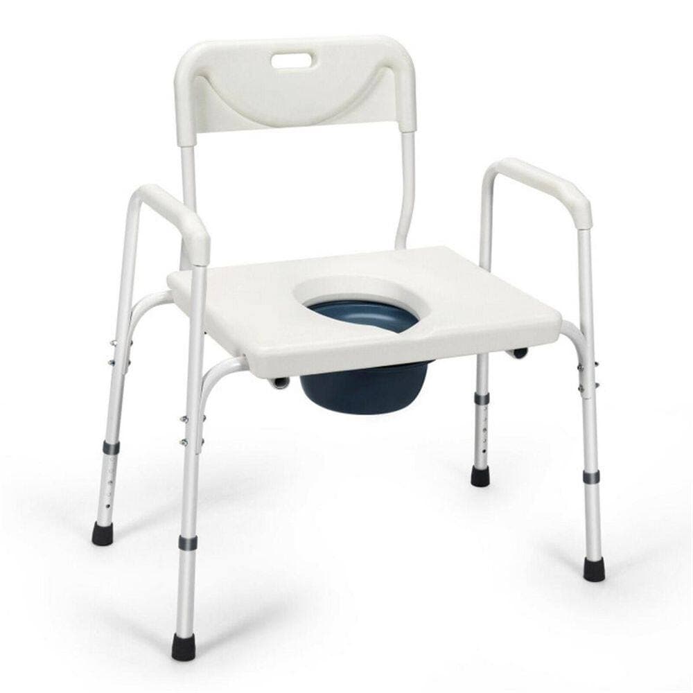 Wudkey 34 in. x 21 in. Adjustable Elevated Toilet Seat in White with Removable Bucket, Sturdy Iron Frame for Elder and Disabled (3)