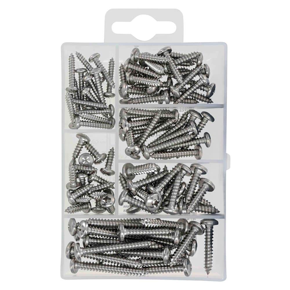 Hillman Stainless Steel Pan Head Phillips Sheet Metal Screw Assorted Kit (100-Pack) (3)