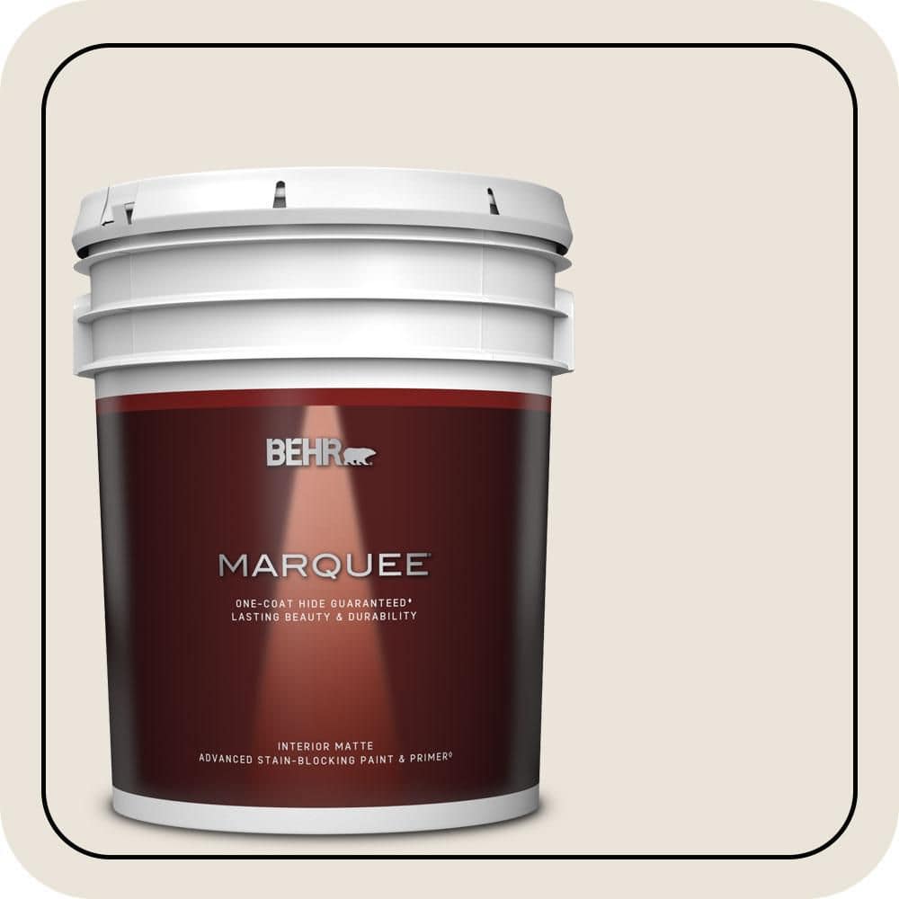 BEHR MARQUEE 5 gal. #OR-W13 Shoelace Matte Interior Paint & Primer